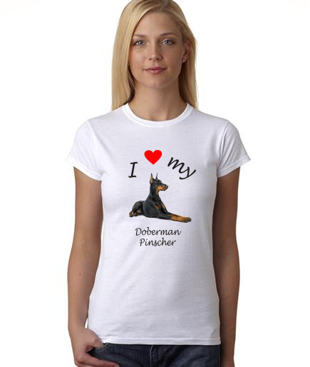 Dogs - I Heart My Doberman Pinscher on Womans Shirt